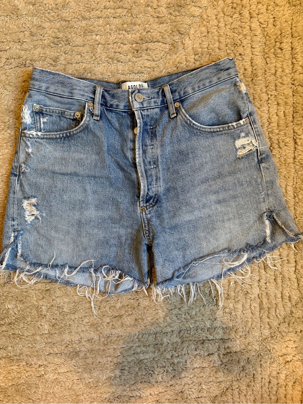 AGOLDE Light Blue Parker Denim Shorts